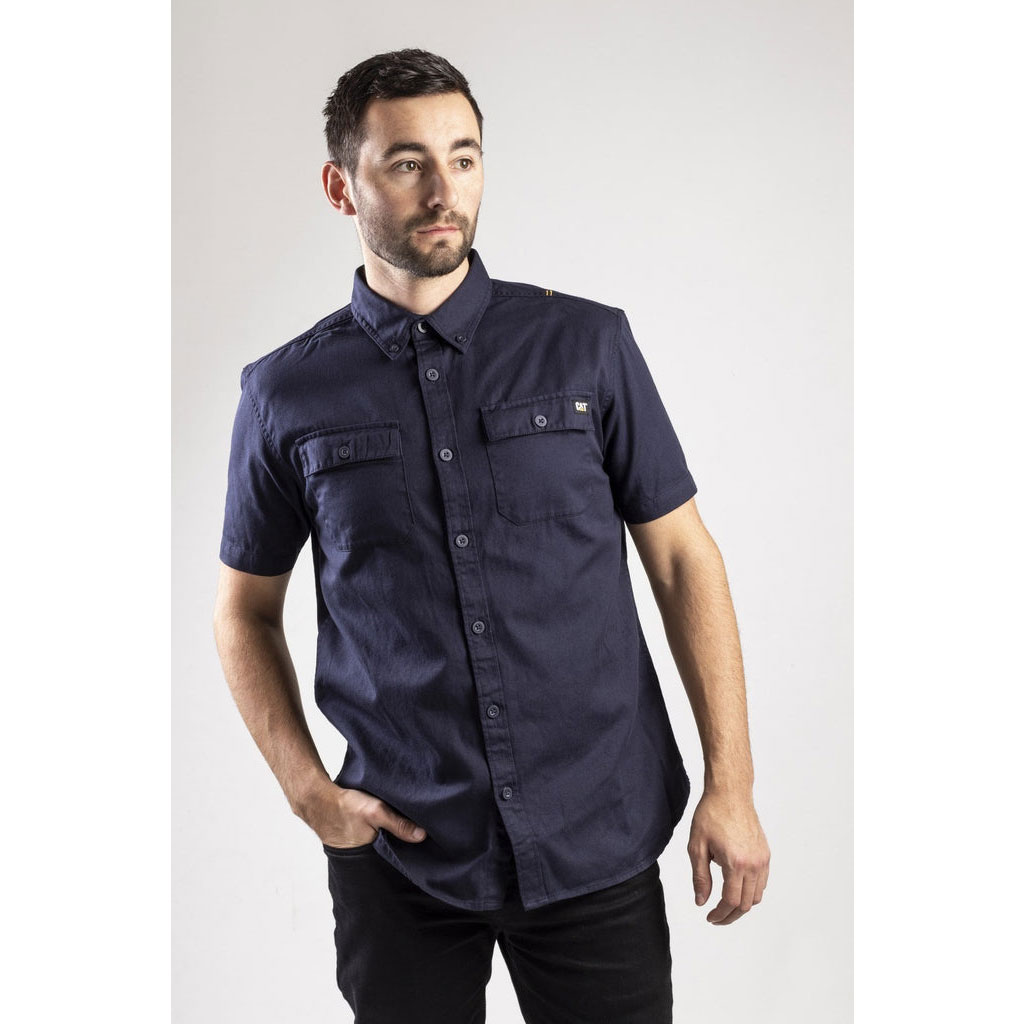 Caterpillar Button Up S/S Ingek Férfi Sötétkék | 9538-MHGAD