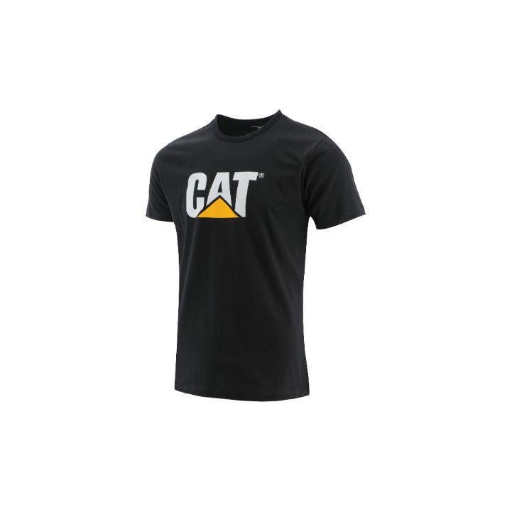 Caterpillar Cat Logo Slim Fit Póló Férfi Fekete | 6109-QTWLG