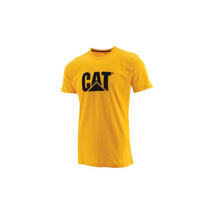 Caterpillar Cat Logo Slim Fit Póló Férfi Sárga | 6203-KBNSQ