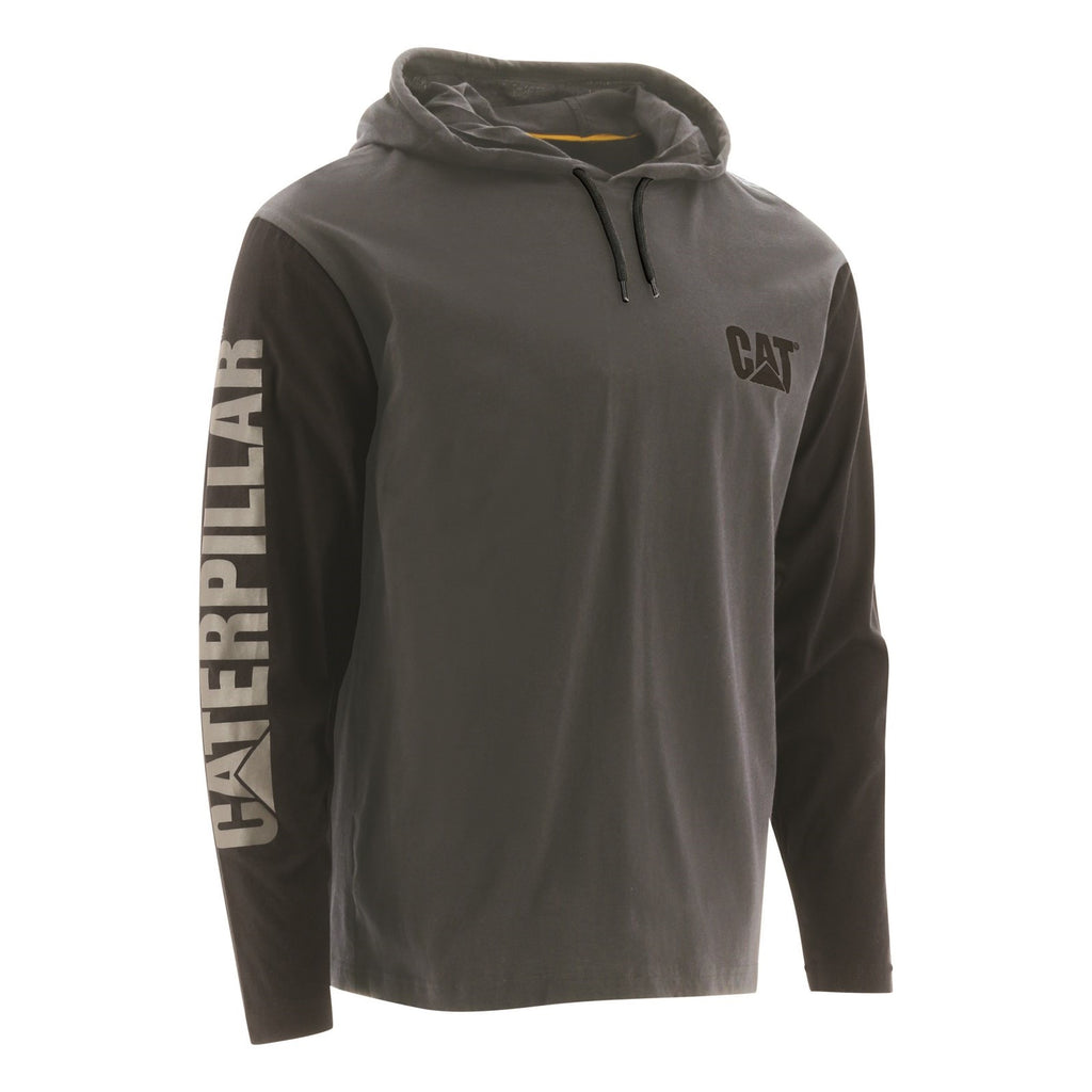 Caterpillar Csuklyás Long Sleeve Póló Férfi Sötétszürke | 7869-CPVSR