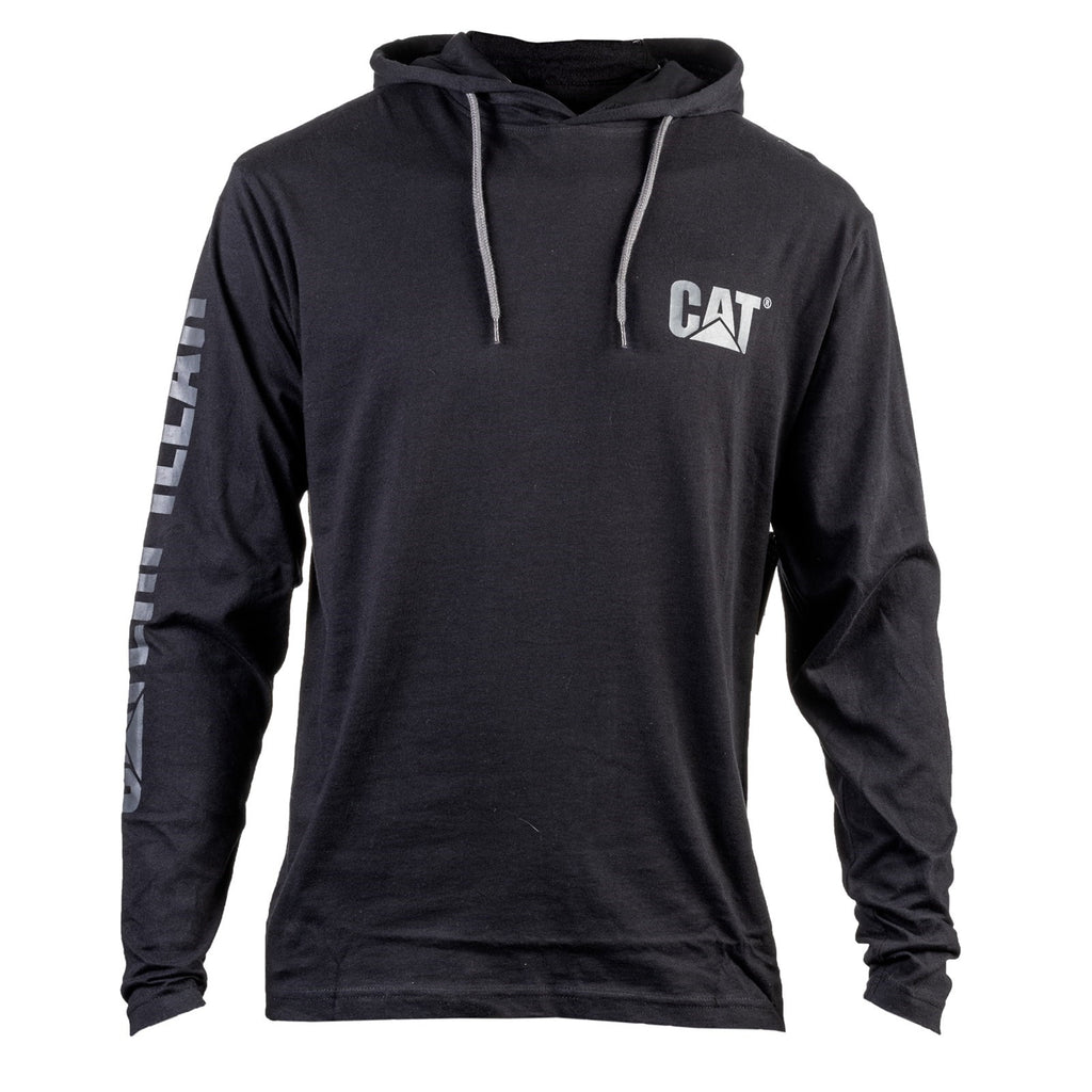 Caterpillar Csuklyás Long Sleeve Póló Férfi Fekete | 7982-BCXHR