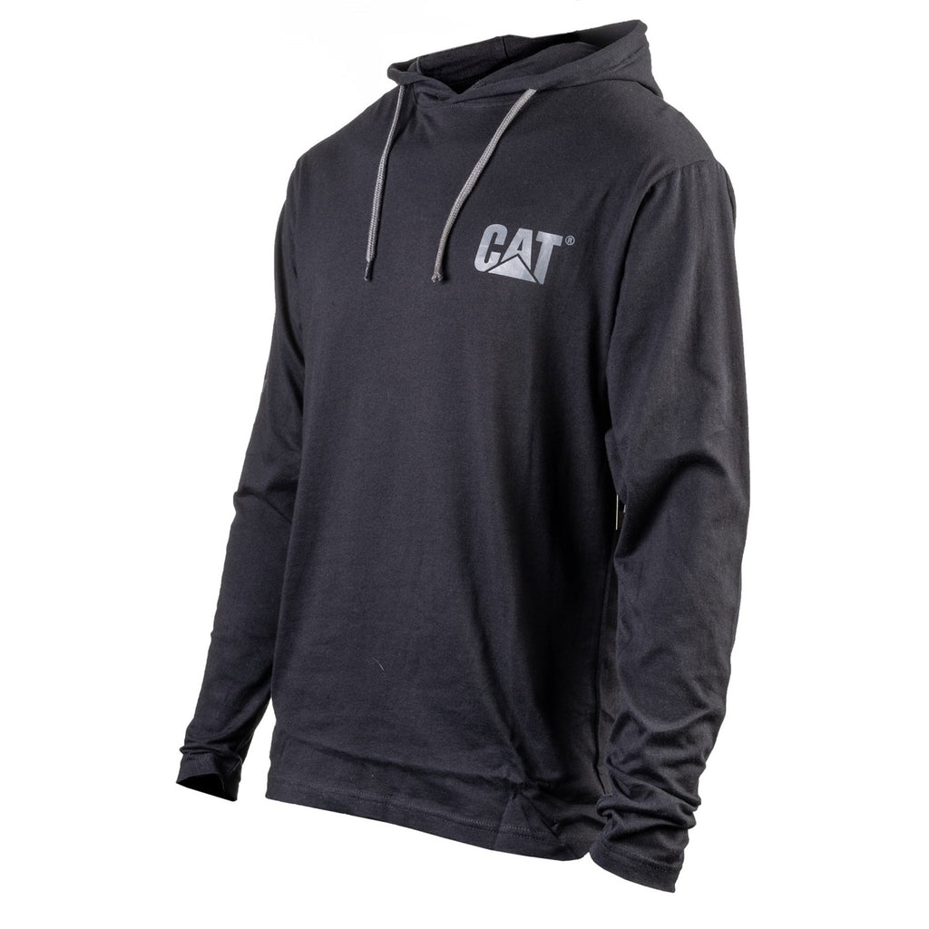 Caterpillar Csuklyás Long Sleeve Póló Férfi Fekete | 7982-BCXHR