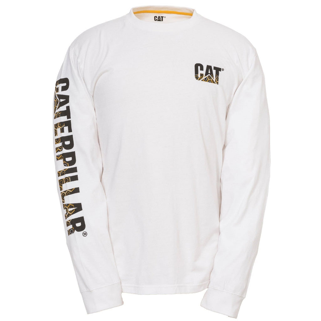 Caterpillar Custom Banner White Póló Férfi Fehér | 1092-CVXBW