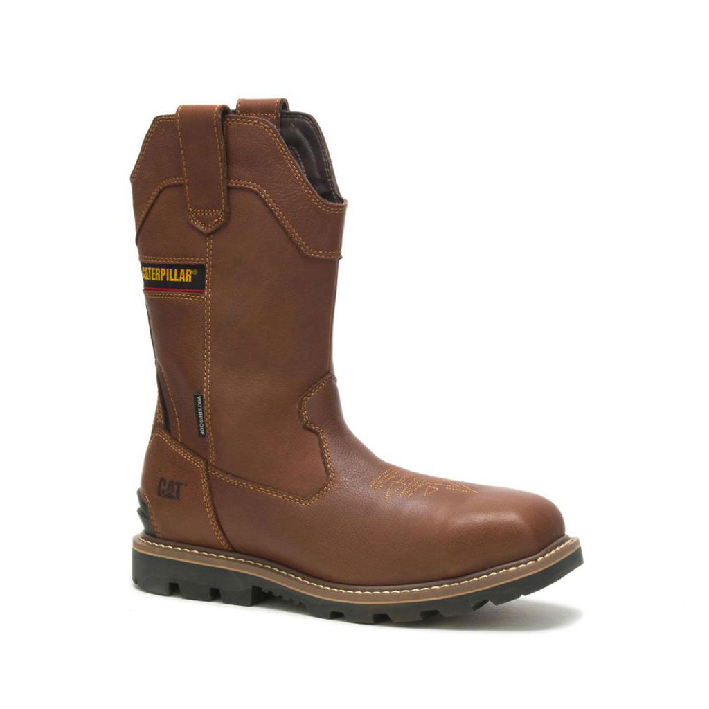 Caterpillar Cylinder Waterproof Composite Toe Csizma Pull-On Férfi Barna | 3952-FGXED