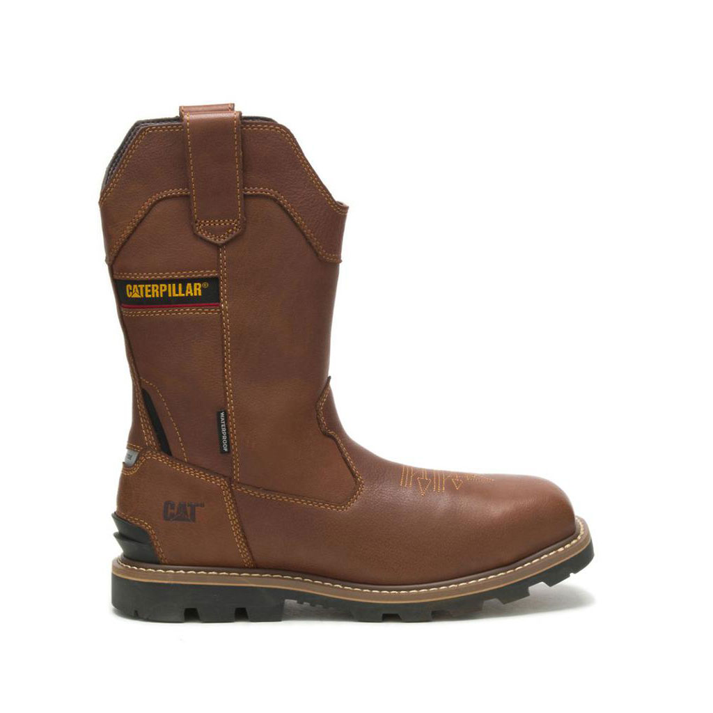 Caterpillar Cylinder Waterproof Composite Toe Csizma Pull-On Férfi Barna | 3952-FGXED