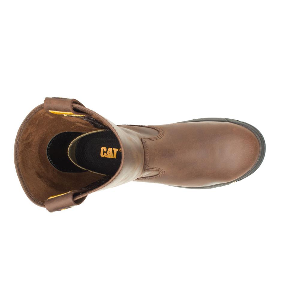 Caterpillar Drawbar Steel Toe Acél Orrú Csizma Férfi Barna | 6102-JKMWZ