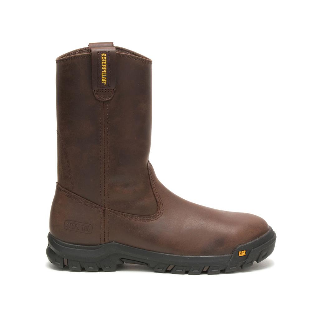 Caterpillar Drawbar Steel Toe Acél Orrú Csizma Férfi Barna | 6102-JKMWZ