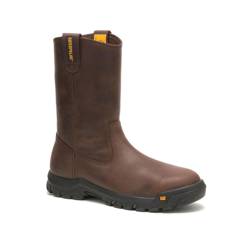 Caterpillar Drawbar Steel Toe Slip On Férfi Barna | 6597-LNHJV