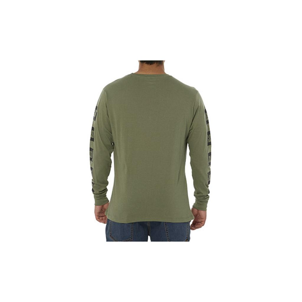 Caterpillar Earth L/S Grafika T-Shirts Férfi Zöld | 4027-LDFJU