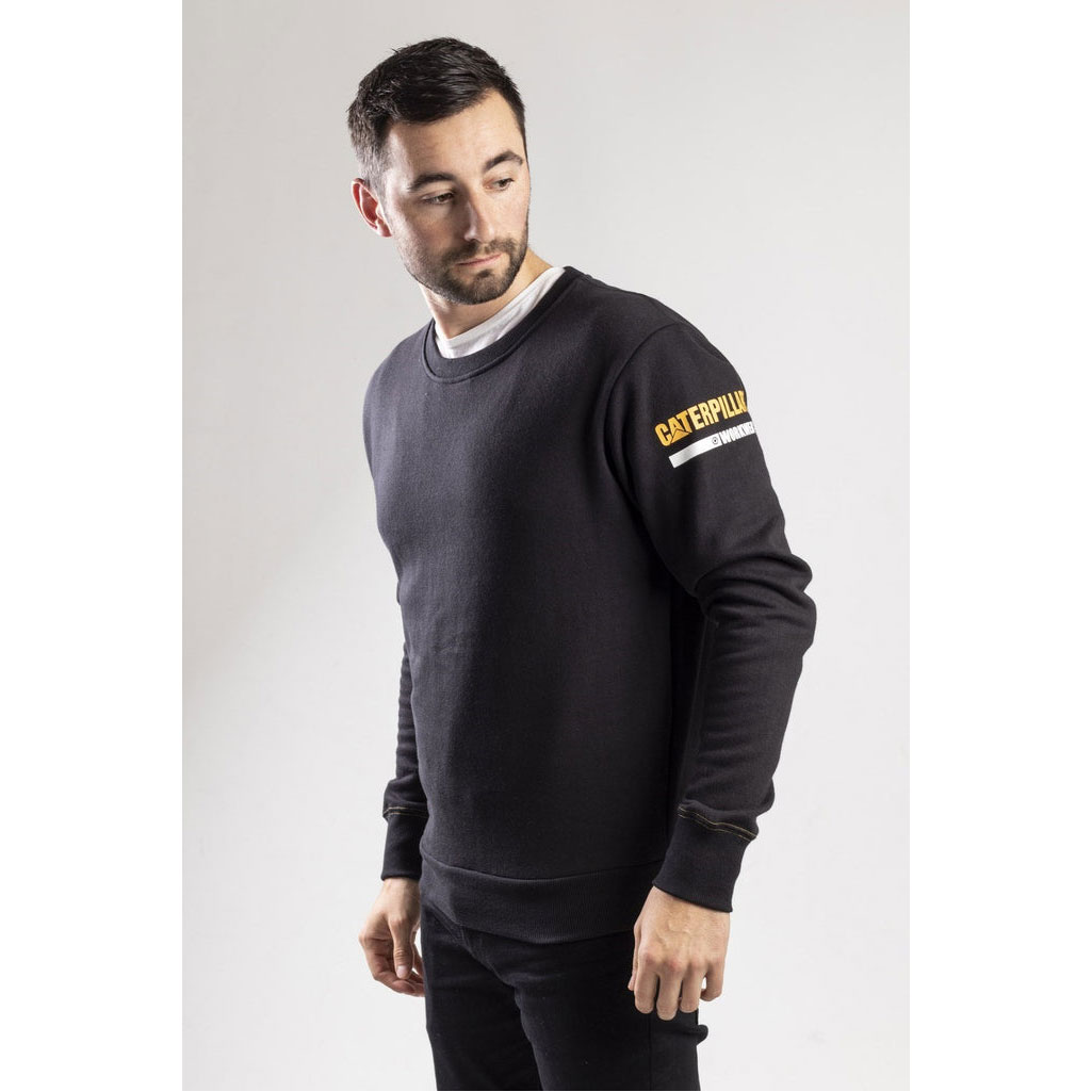 Caterpillar Essentials Crew Neck Pulóver Pulóverek Férfi Fekete | 8357-JBZXS