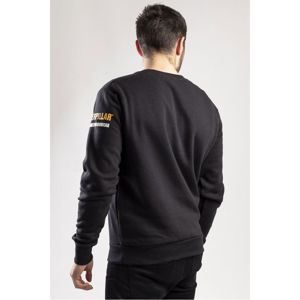 Caterpillar Essentials Crew Neck Pulóver Pulóverek Férfi Fekete | 8357-JBZXS