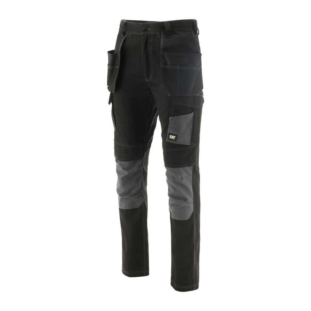 Caterpillar Essentials Stretch Knee Pocket Nadrág Férfi Black-Dark Shadow | 7450-NUGDR