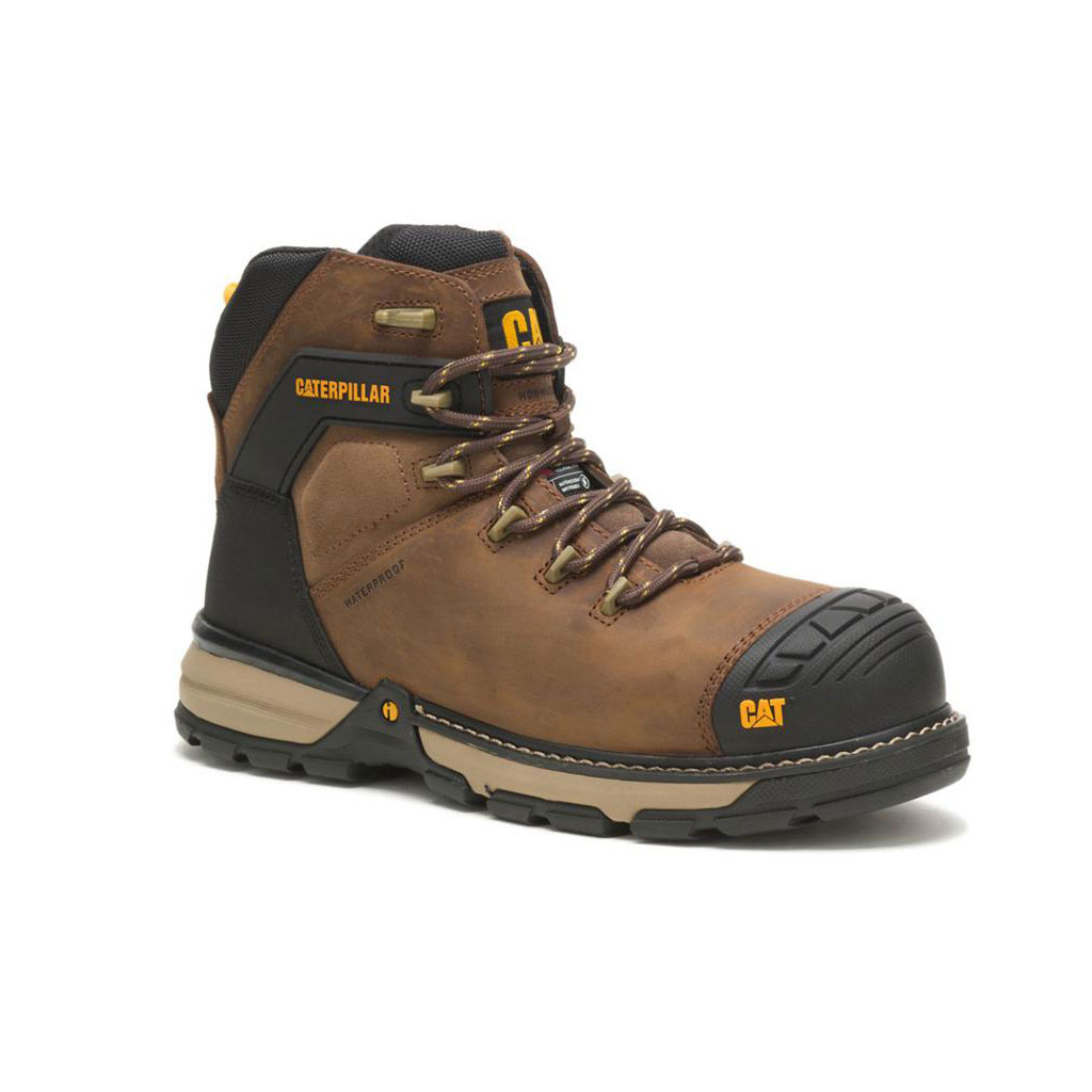 Caterpillar Excavator Superlite Waterproof Thinsulate™ Carbon Composite Toe Vízálló Bakancs Férfi Sötétbarna | 0482-BUSQJ