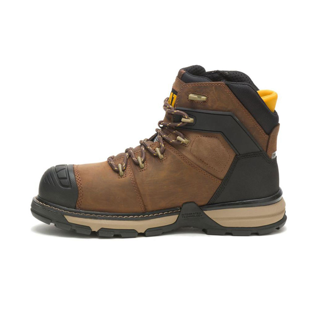 Caterpillar Excavator Superlite Waterproof Thinsulate™ Carbon Composite Toe Vízálló Bakancs Férfi Sötétbarna | 0482-BUSQJ