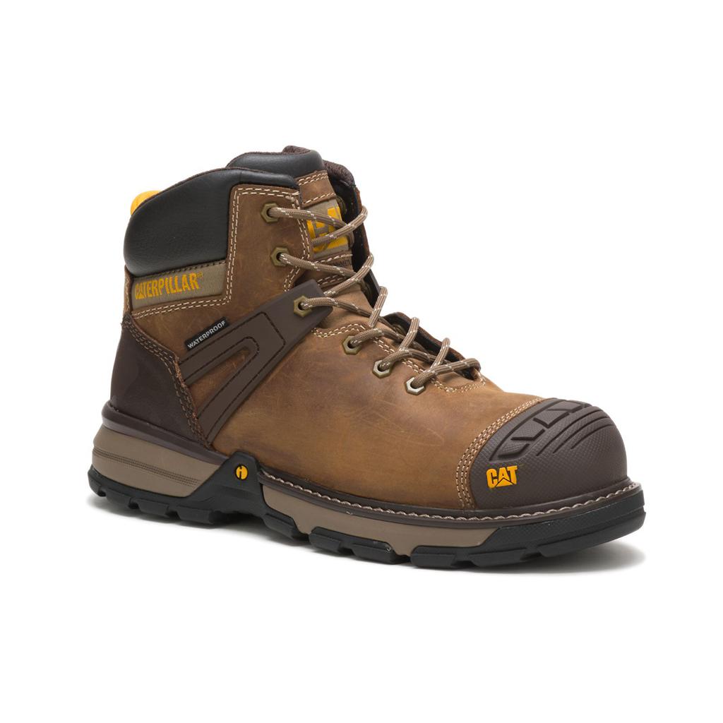 Caterpillar Excavator Superlite Waterproof Nano Toe Munkabakancs Férfi Brown/Black | 0693-AZHJC