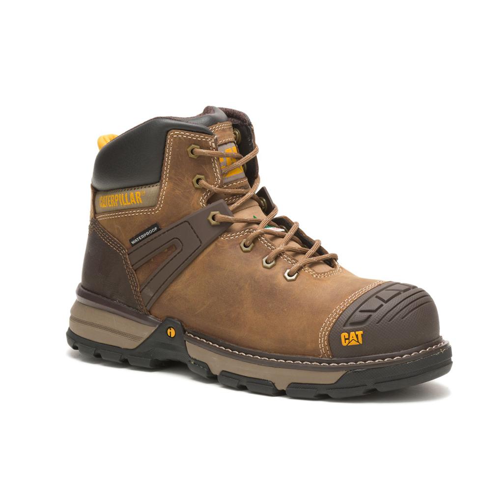 Caterpillar Excavator Superlite Waterproof Nano Toe Csa Munkabakancs Férfi Barna | 6147-SFJKE