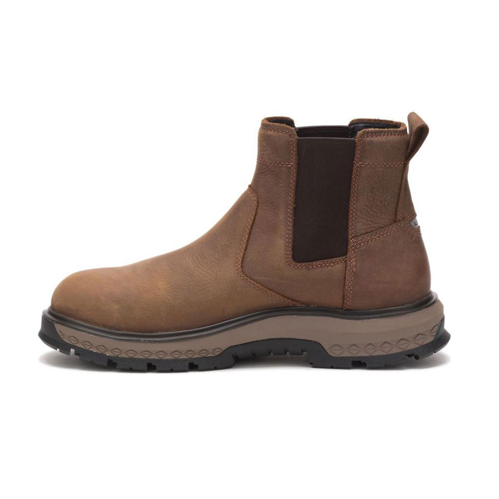 Caterpillar Exposition Chelsea Alloy Toe Csizma Pull-On Férfi Barna | 8375-XPOFQ