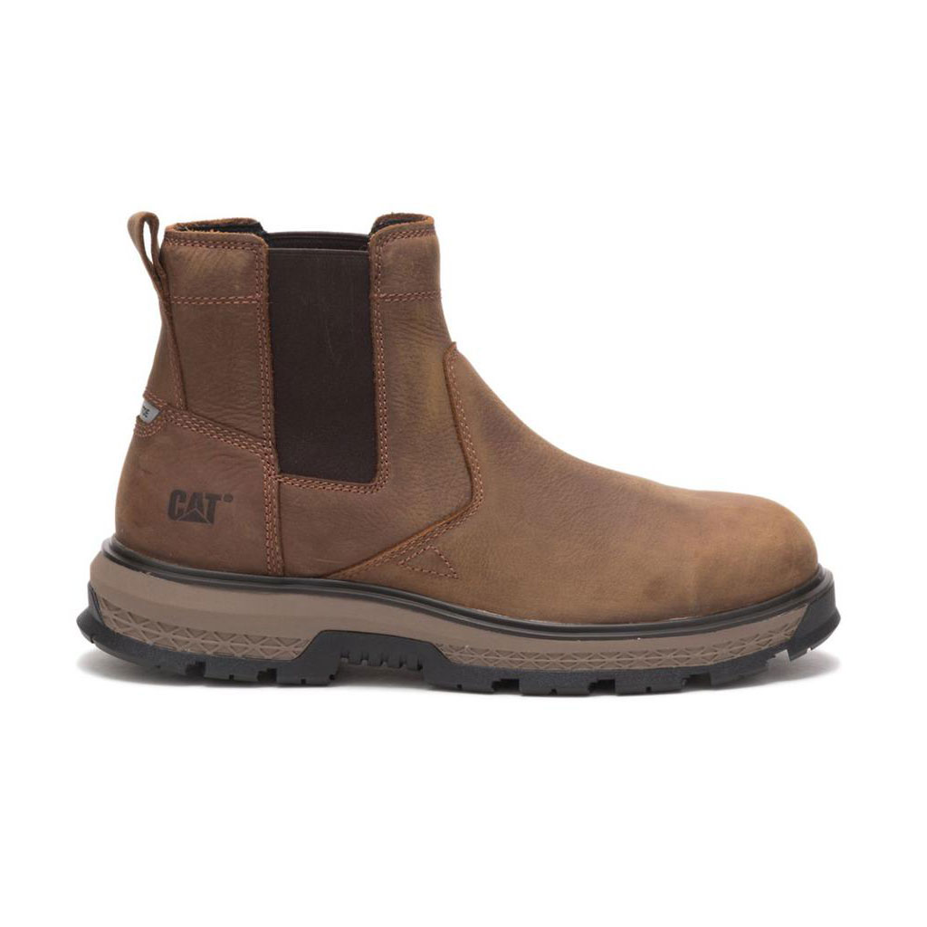 Caterpillar Exposition Chelsea Alloy Toe Csizma Pull-On Férfi Barna | 8375-XPOFQ