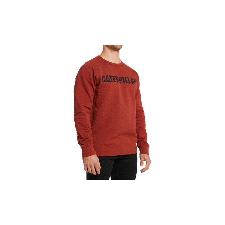 Caterpillar Foundation Crewneck Pulóverek Férfi Piros | 6520-JPLUD