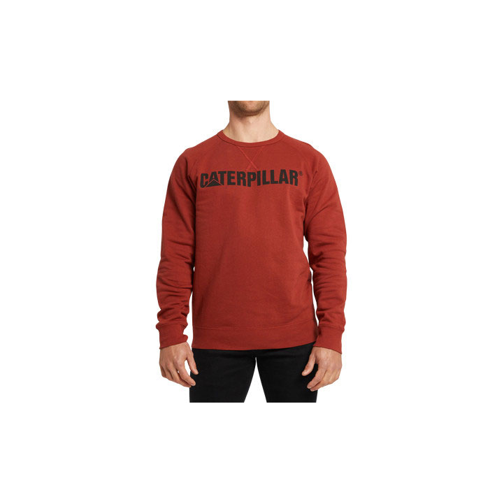 Caterpillar Foundation Crewneck Pulóverek Férfi Piros | 6520-JPLUD