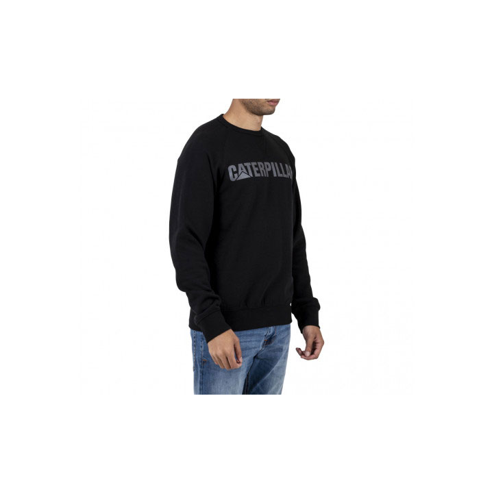 Caterpillar Foundation Crewneck Pulóverek Férfi Fekete | 9146-RMEOF