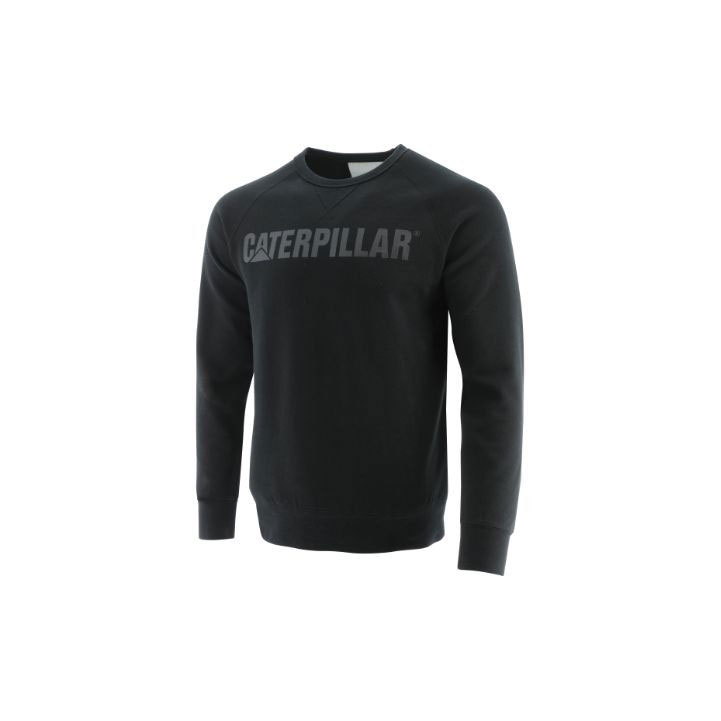 Caterpillar Foundation Crewneck Pulóverek Férfi Fekete | 9146-RMEOF