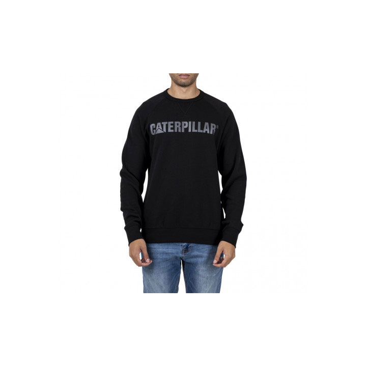 Caterpillar Foundation Crewneck Pulóverek Férfi Fekete | 9146-RMEOF