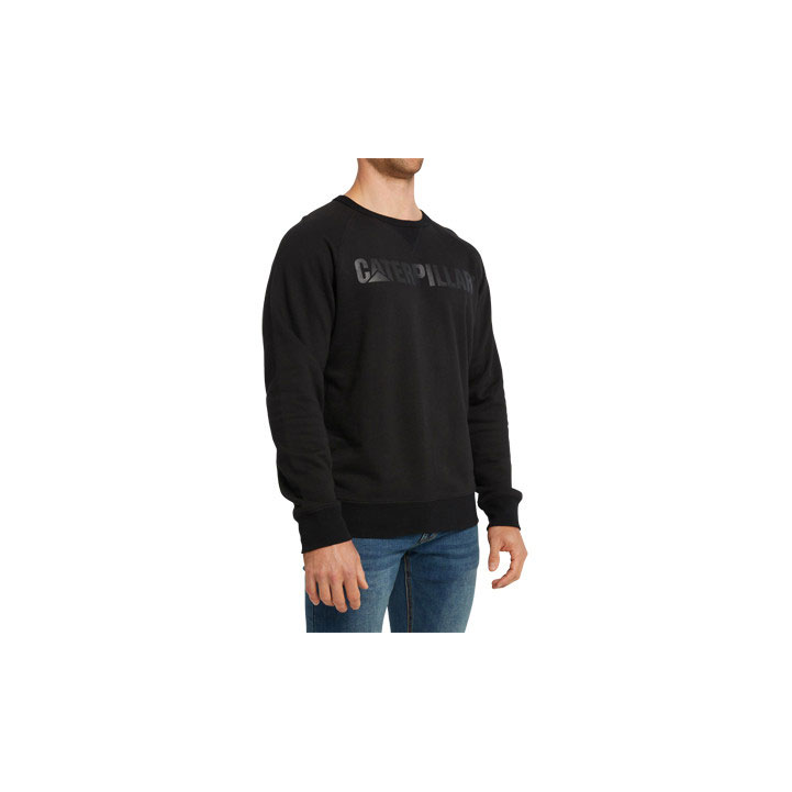 Caterpillar Foundation Crewneck Pulóverek Férfi Fekete | 9560-HCIVN