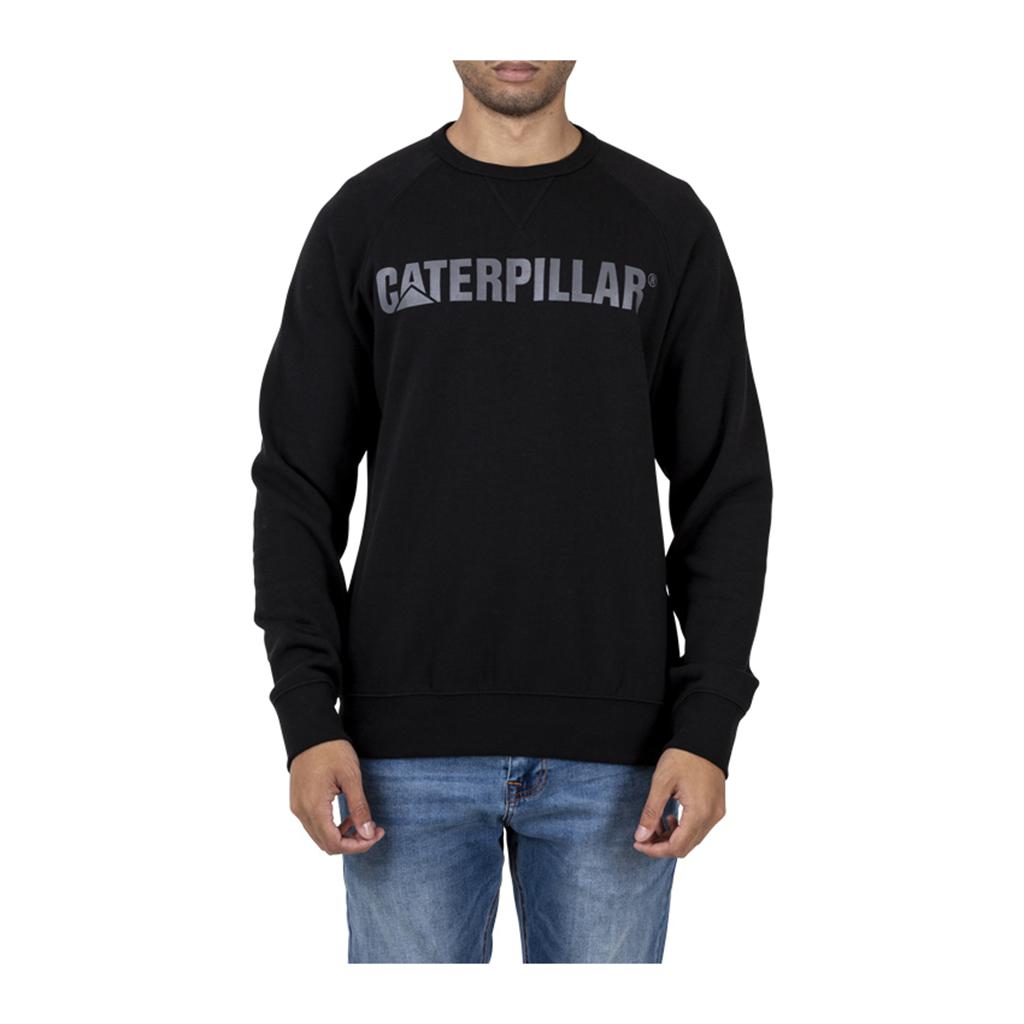 Caterpillar Foundation Crewneck Sweatshirt Pulóverek Férfi Fekete | 4235-ZIEAM