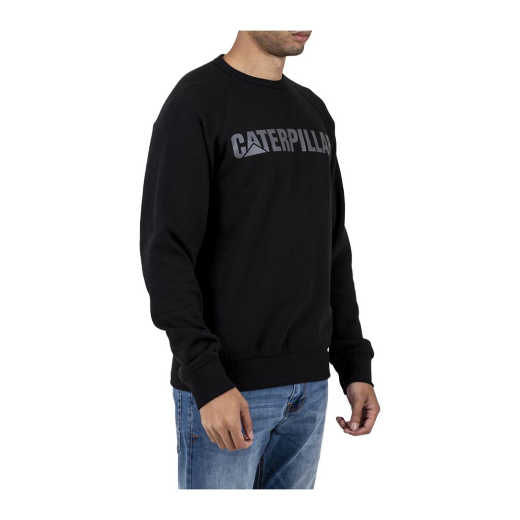 Caterpillar Foundation Crewneck Sweatshirt Pulóverek Férfi Fekete | 4235-ZIEAM