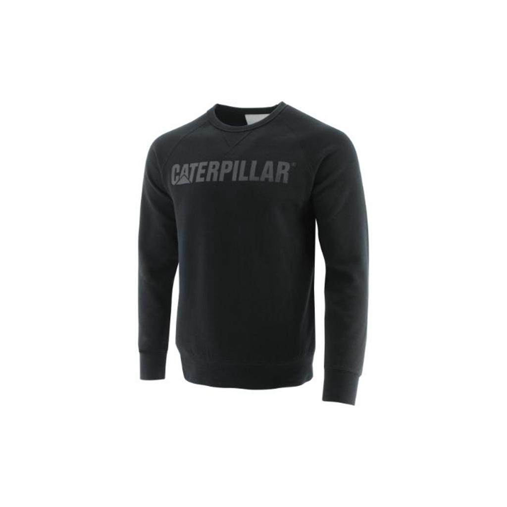 Caterpillar Foundation Crewneck Sweatshirt Pulóverek Férfi Fekete | 4235-ZIEAM