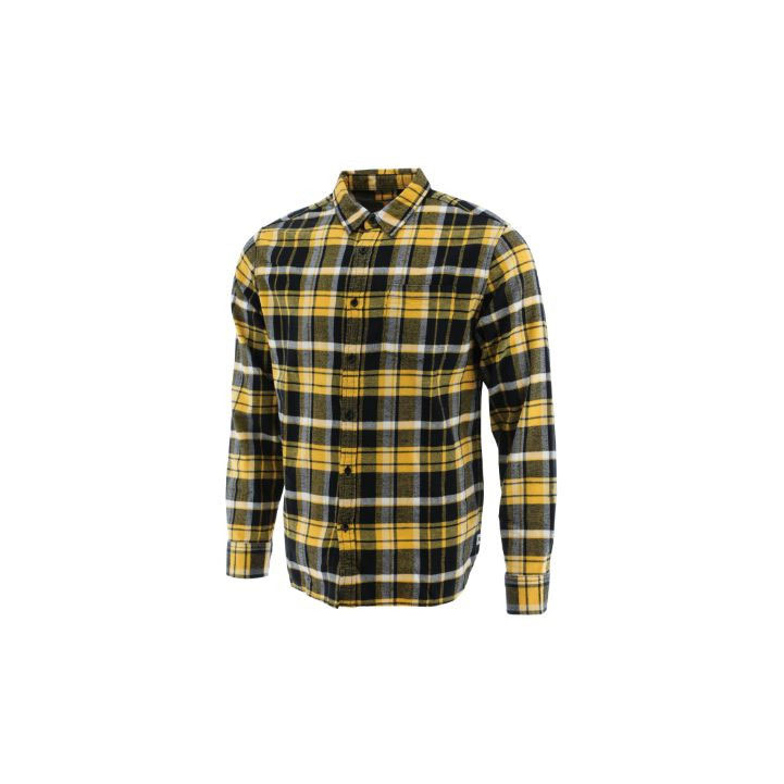 Caterpillar Foundation Flannel Long Sleeve Ingek Férfi Sárga | 2731-DEYJV