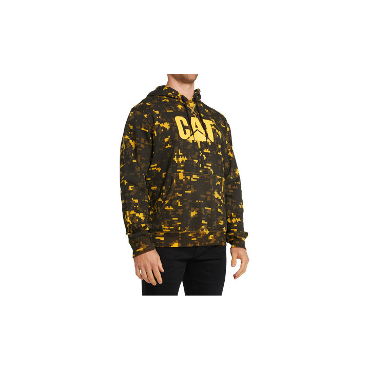 Caterpillar Foundation Printed Hoodie Pulóverek Férfi Sárga Fekete | 7258-MFDIN