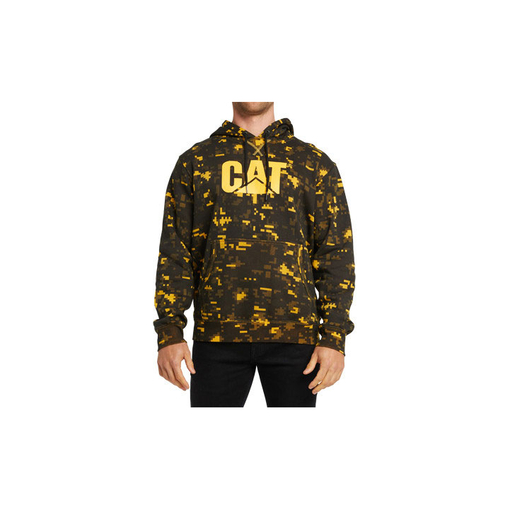 Caterpillar Foundation Printed Hoodie Pulóverek Férfi Sárga Fekete | 7258-MFDIN