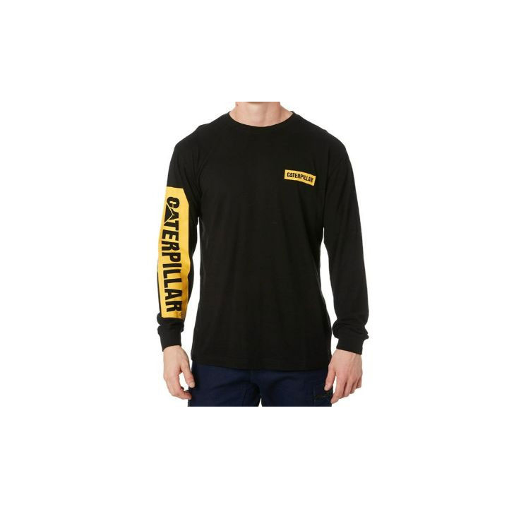 Caterpillar Icon Block Long Sleeve Póló Női Fekete Sárga | 9062-MCTYG