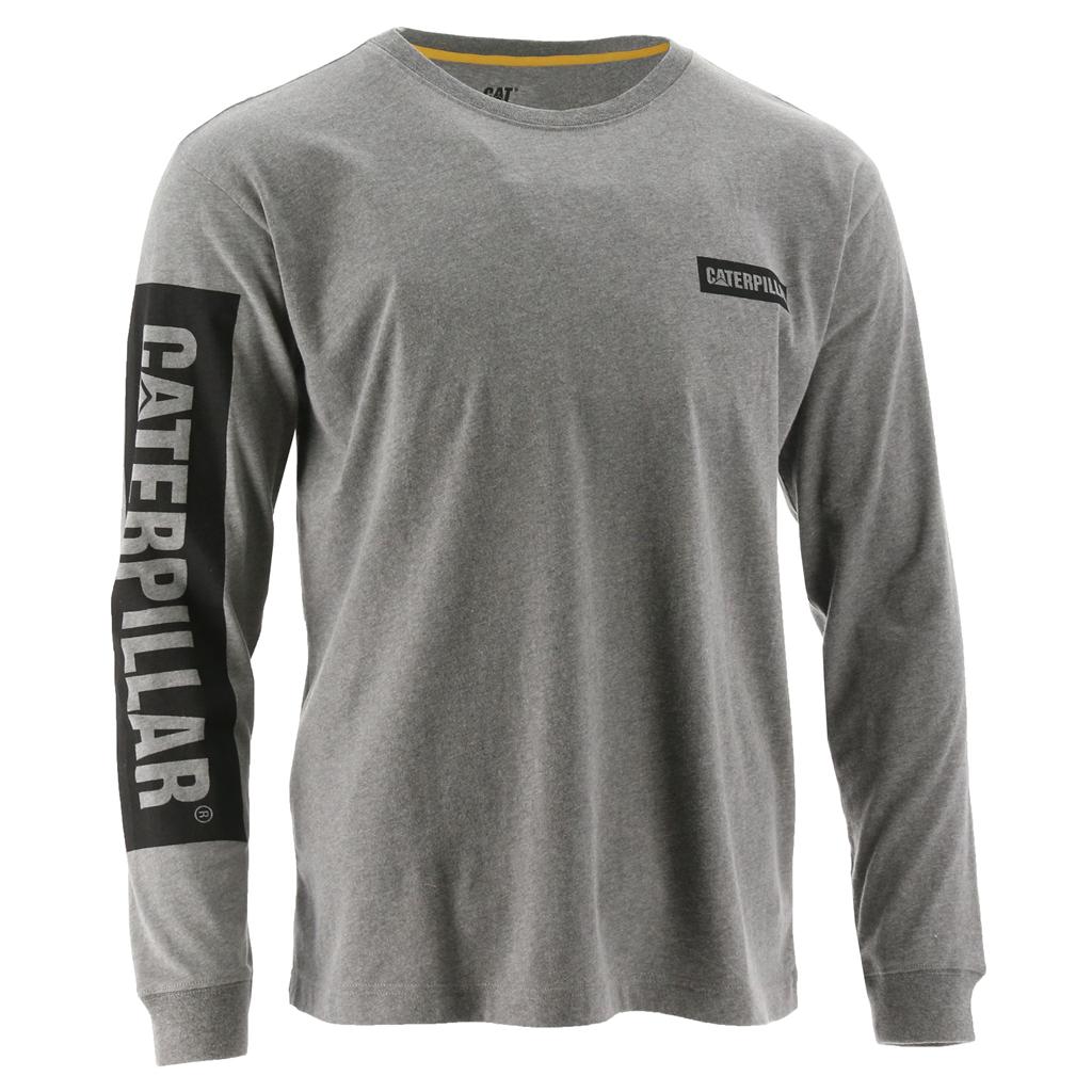 Caterpillar Icon Block Long Sleeve T-Shirts Férfi Sötétszürke | 0324-QVDNX