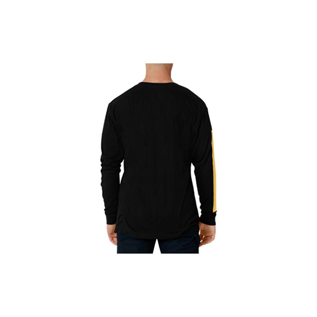 Caterpillar Icon Block Long Sleeve T-Shirts Férfi Black/Yellow | 5730-RQPIX