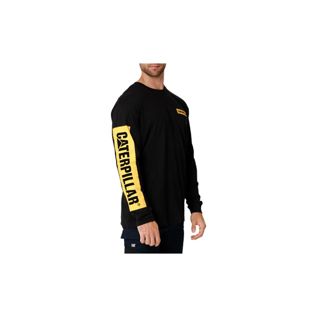 Caterpillar Icon Block Long Sleeve T-Shirts Férfi Black/Yellow | 5730-RQPIX