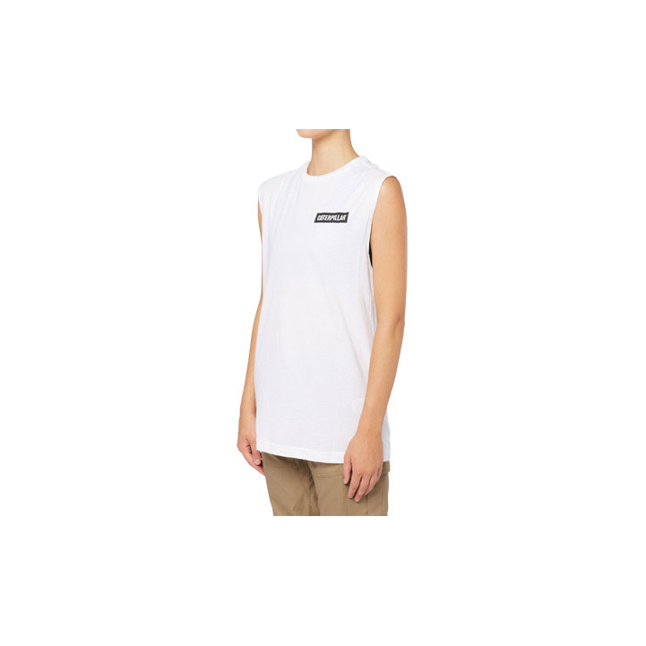 Caterpillar Icon Muscle Tank Póló Férfi Fehér | 0684-IOMXV