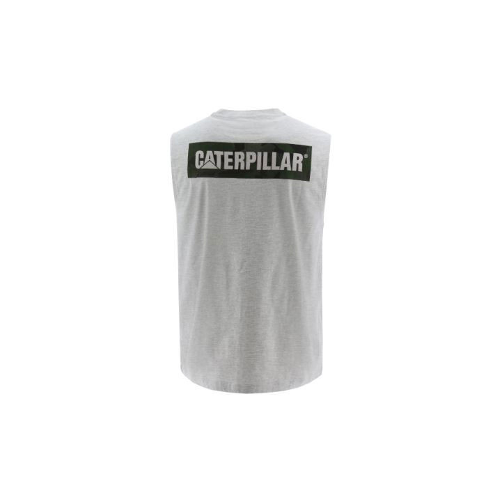 Caterpillar Icon Muscle Tank Póló Férfi Birch Heather | 7253-RZXSJ