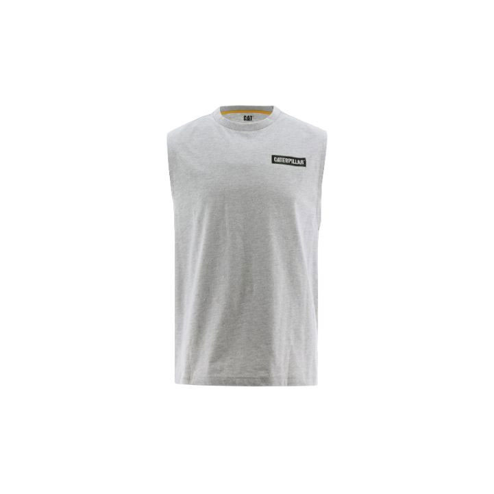 Caterpillar Icon Muscle Tank Póló Férfi Birch Heather | 7253-RZXSJ