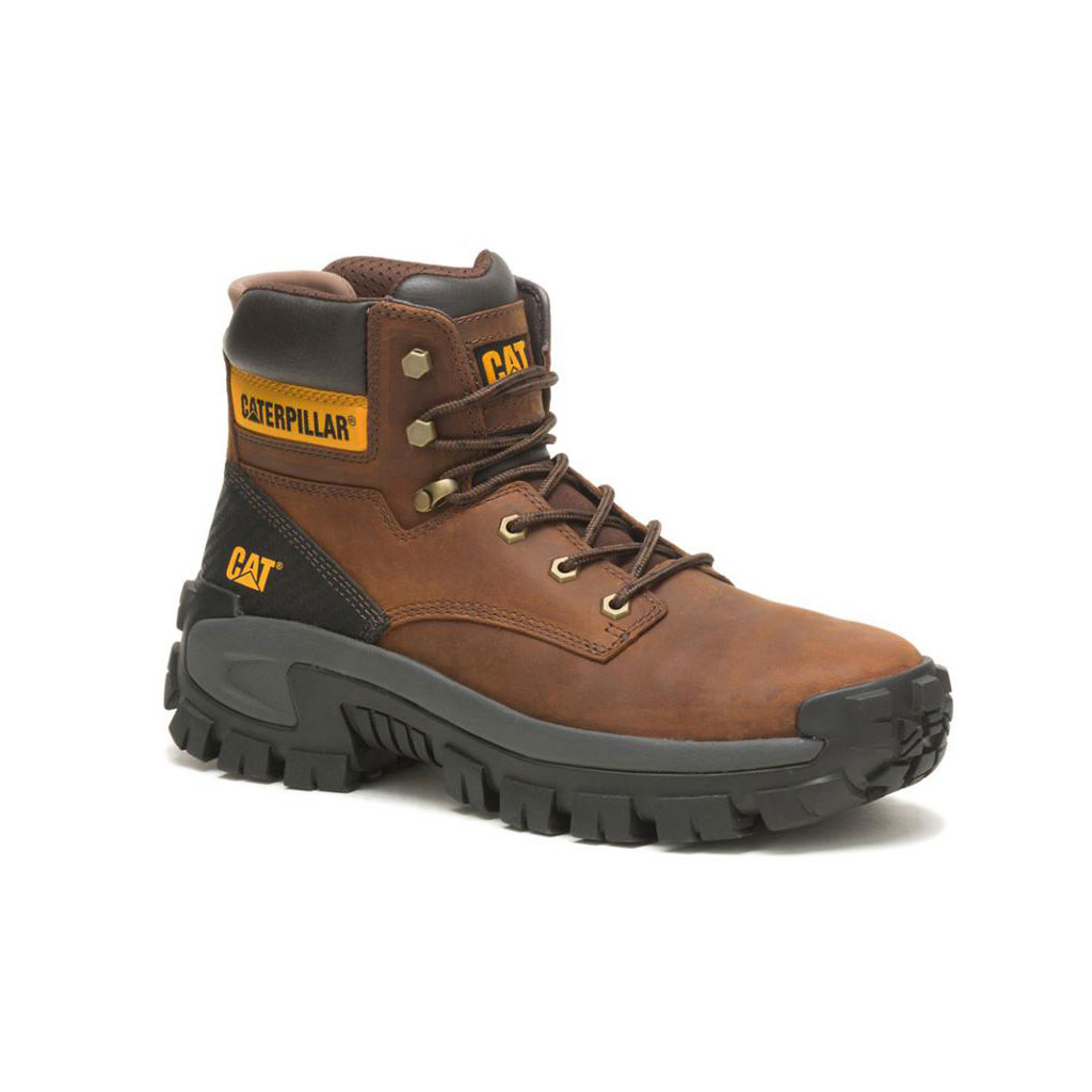 Caterpillar Invader Hi Steel Toe Munkabakancs Férfi Sötétbarna | 1823-IHZYJ