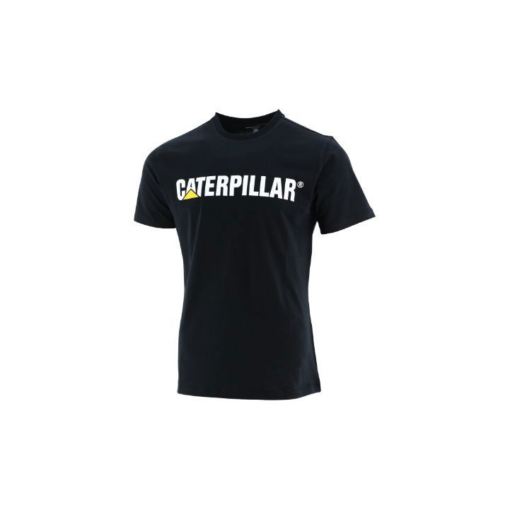 Caterpillar Logo Slim Fit Póló Férfi Fekete | 9257-ARYXU