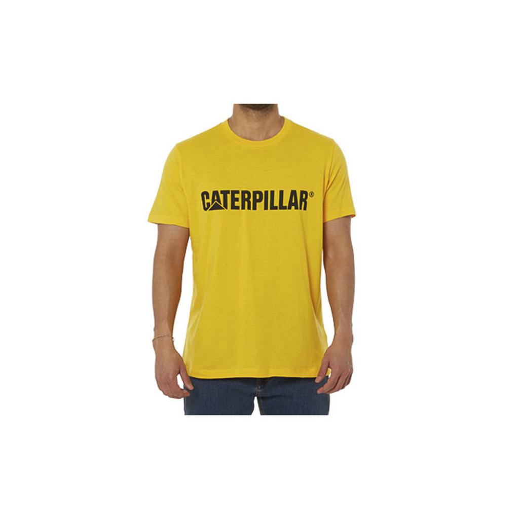 Caterpillar Logo T-Shirts Férfi Sárga | 4571-VOPIW