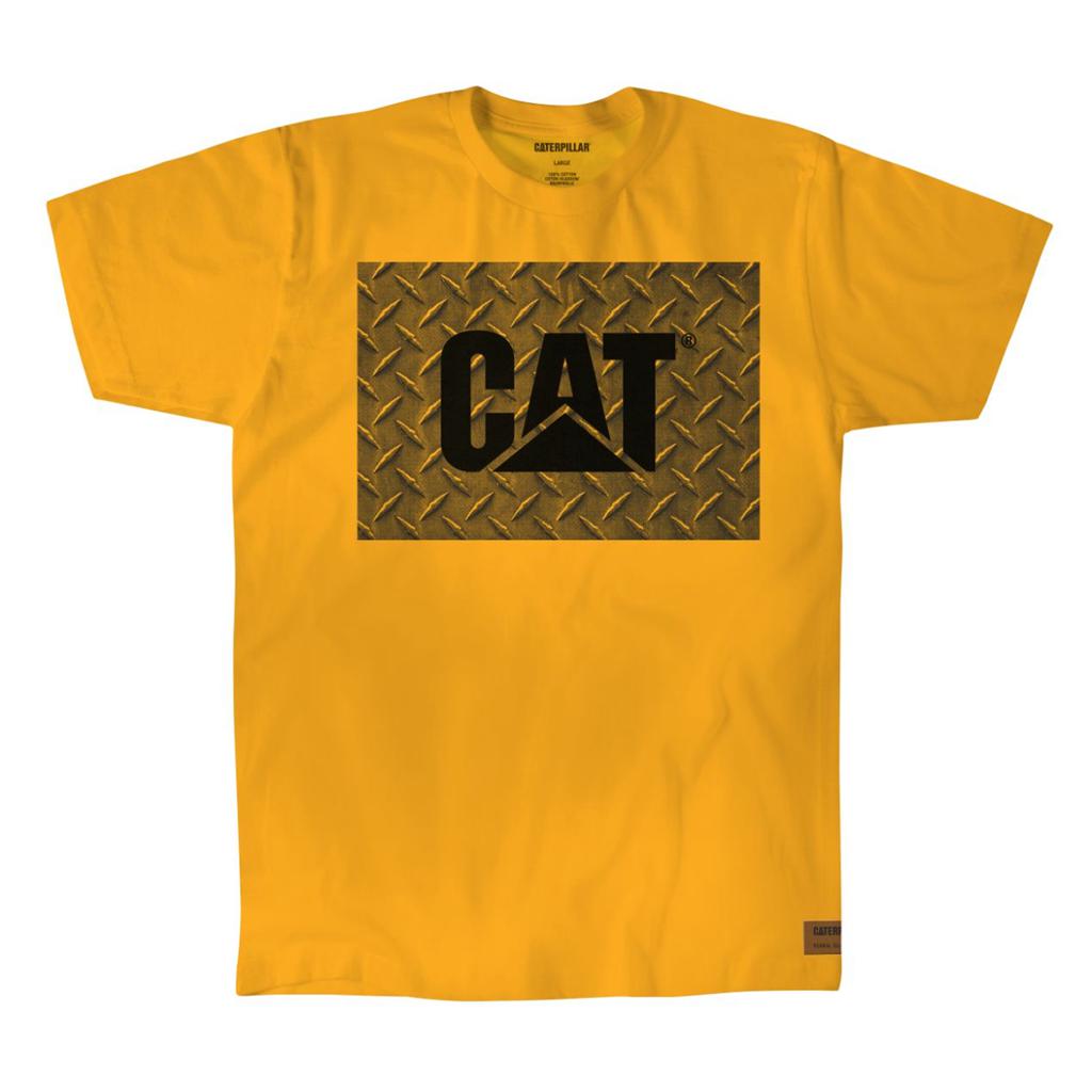 Caterpillar Munka Diamond Plate T-Shirts Férfi Sárga | 6372-MHIWT