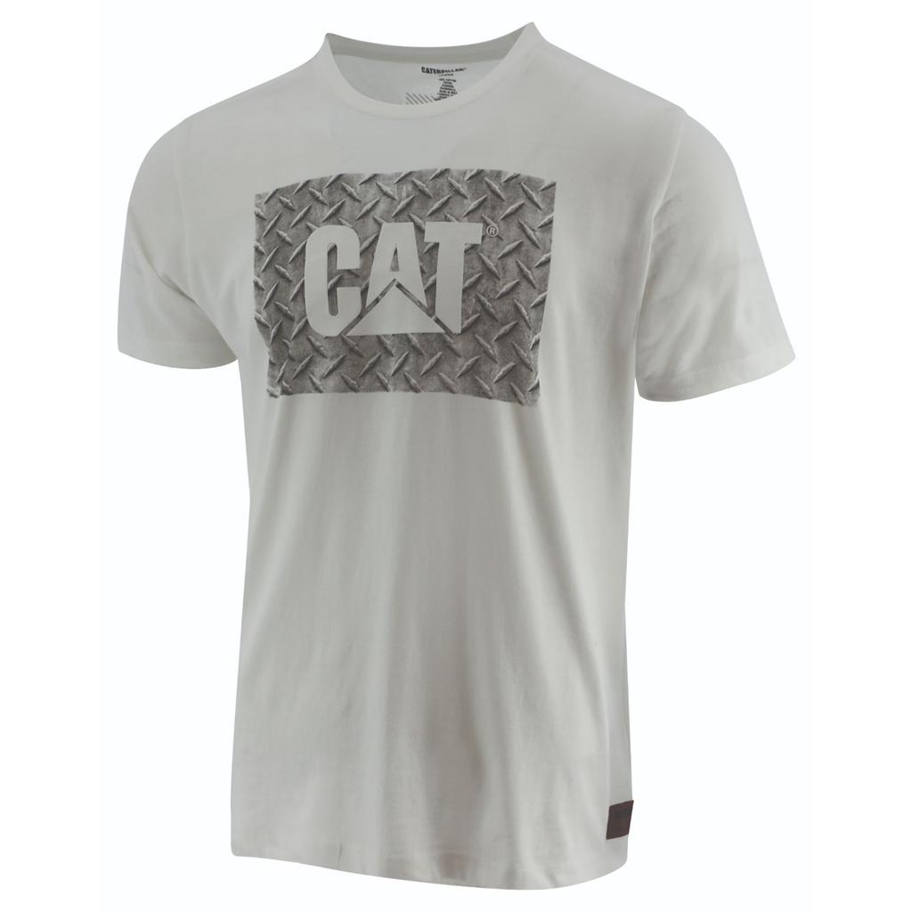 Caterpillar Munka Diamond Plate T-Shirts Férfi Fehér | 8304-TEDXY