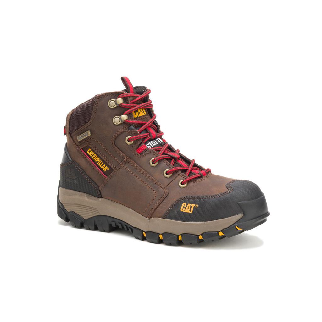 Caterpillar Navigator Mid Waterproof Steel Toe Acél Orrú Csizma Férfi Barna | 3470-VTIFK