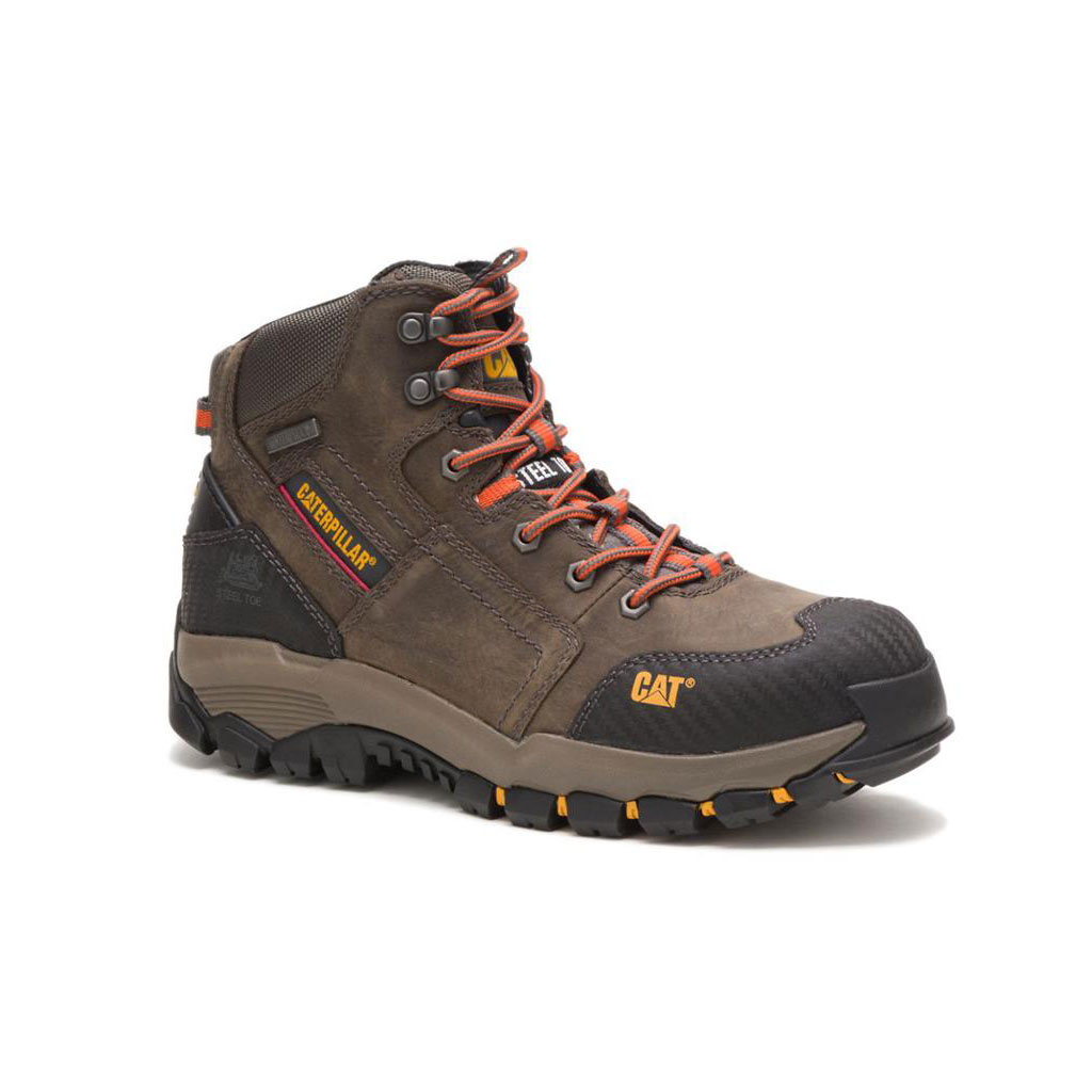 Caterpillar Navigator Mid Waterproof Steel Toe Munkabakancs Férfi Sötétszürke | 3670-SIMNR