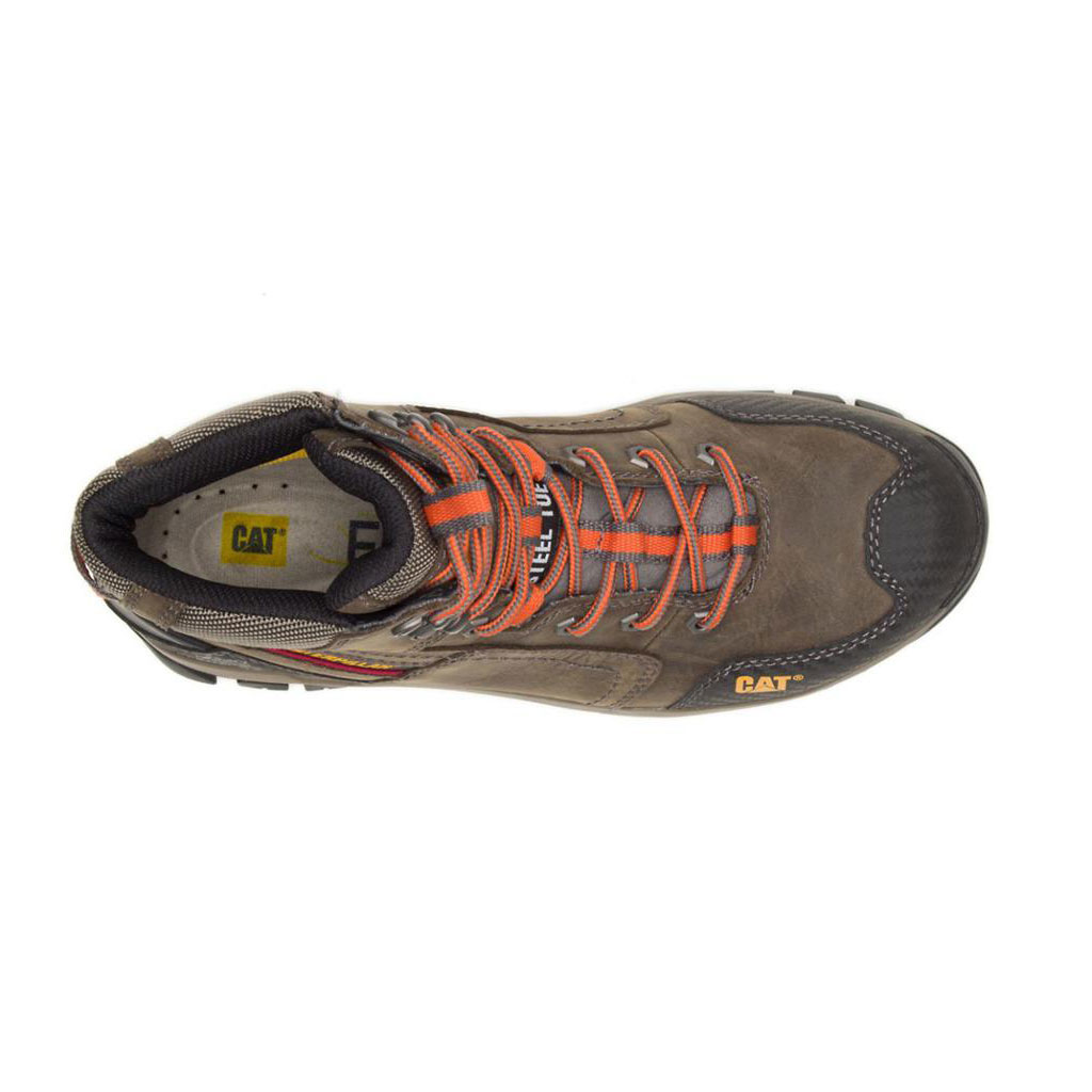 Caterpillar Navigator Mid Waterproof Steel Toe Munkabakancs Férfi Sötétszürke | 7630-DMPVQ