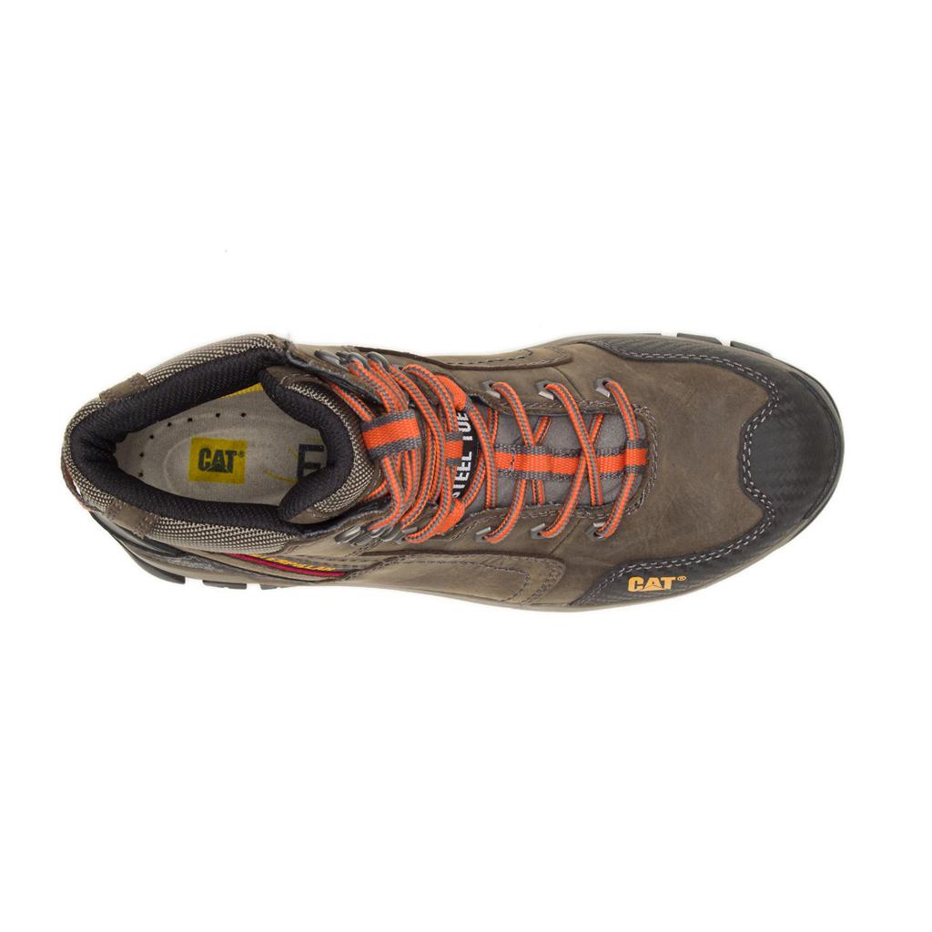 Caterpillar Navigator Mid Waterproof Steel Toe Munkabakancs Férfi Sötétszürke | 9174-ABQKO